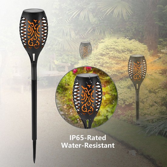 Solar tuinverlichting – 4-pack LED buitenlampen – IP65 waterdicht – Dusk-to-dawn sensor – Warm wit – Art Deco stijl-Padverlichting-Ilumina Benelux