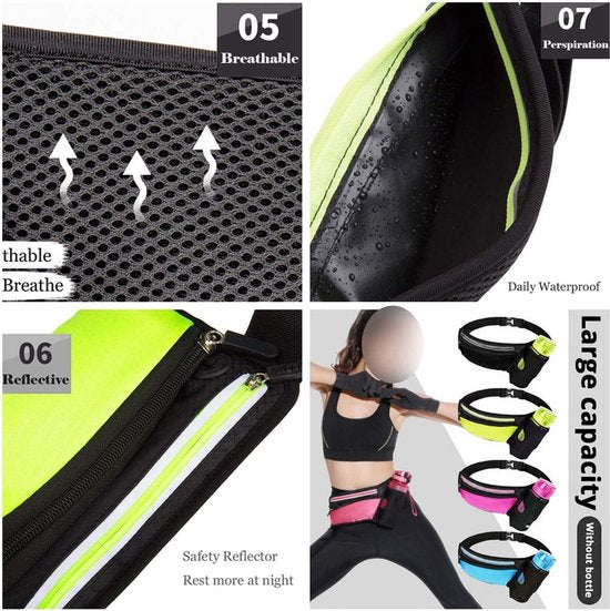 Sport Heupband Smartphone Hardlopen – Hardloop Riem met Drinkfleshouder & Opbergvak – Verstelbare Running Belt Telefoonhouder-Ilumina Benelux
