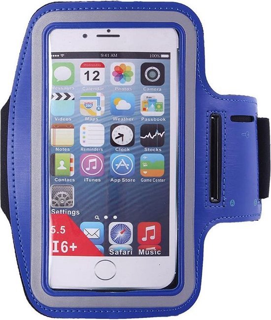 Sportarmband Telefoon – Geschikt voor Smartphone iPhone Samsung Motorola – Hardlopen Armband XL – Blauw-Ilumina Benelux