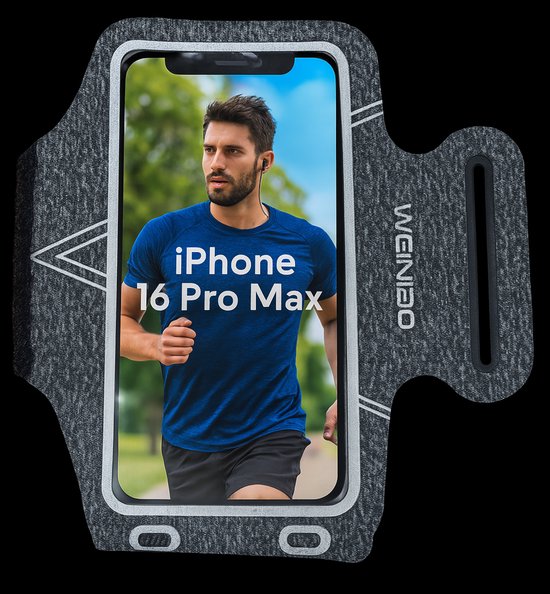 Sportarmband Telefoonhouder – Geschikt voor iPhone 13/14/15/16 serie – Hardloop Armband – Verstelbaar – Zwart-Ilumina Benelux