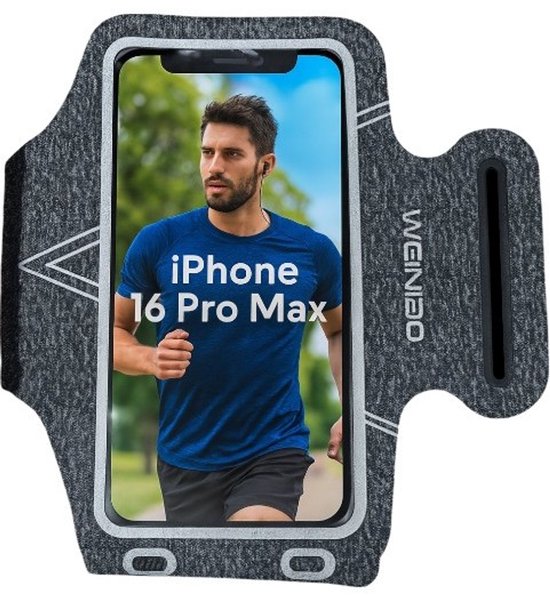 Sportarmband Telefoonhouder – Geschikt voor iPhone 13/14/15/16 serie – Hardloop Armband – Verstelbaar – Zwart-Ilumina Benelux
