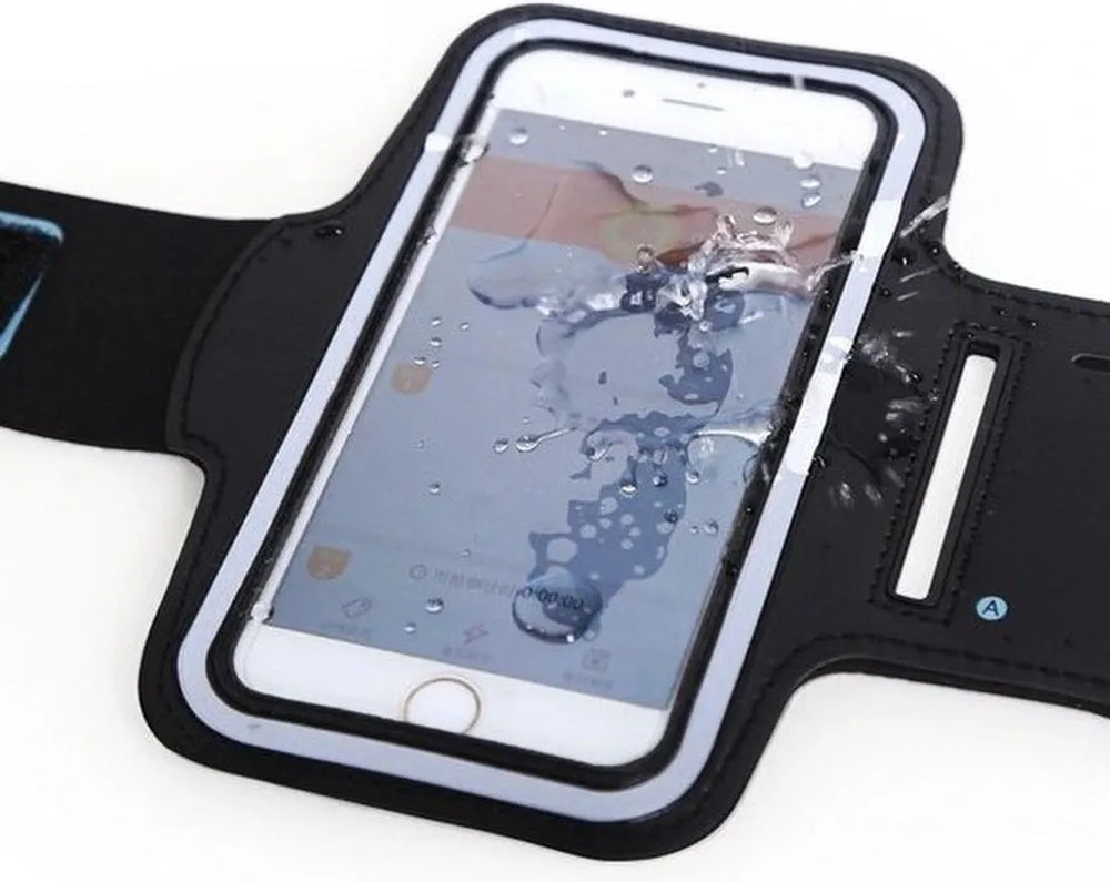 Sportarmband telefoon – Geschikt voor iPhone 11 Pro/XS/X/8/7/6S/6 – Pasjeshouder & sleutelvak – Reflecterend – Zwart-Ilumina Benelux