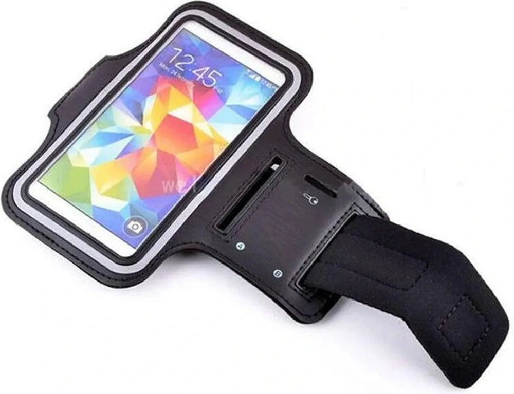 Sportarmband telefoon – Geschikt voor iPhone 11 Pro/XS/X/8/7/6S/6 – Pasjeshouder & sleutelvak – Reflecterend – Zwart-Ilumina Benelux