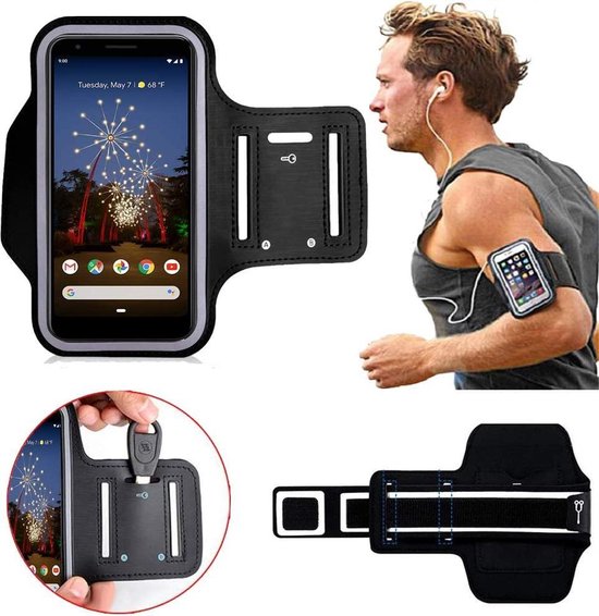 Sportarmband telefoon – Hardloop armband – Geschikt voor iPhone/Samsung/Nokia/Huawei/Xiaomi/Motorola/Sony – XL – Zwart-Ilumina Benelux