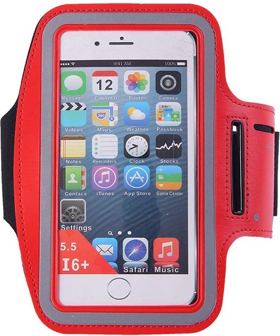 Sportarmband telefoon – Hardloop armband XL – Universeel – Geschikt voor iPhone Samsung Huawei – Rood-Ilumina Benelux