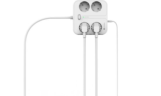 Stekkerdoos met USB – 4 Stopcontacten + 4 USB-poorten incl. USB-C – Wandmontage – 2500W – 1,8m Kabel – Wit-Stekkerdoos-Ilumina Benelux