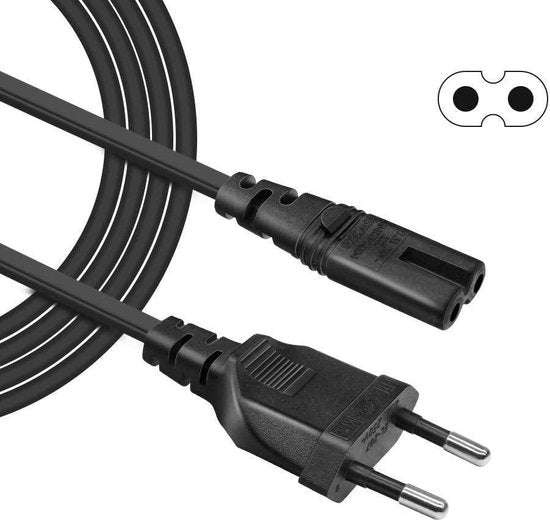 Stroomkabel C7 – Geschikt voor PS2/PS3/PS4/PS5 & Xbox One X/1S Slim – 2-polig – Recht – Zwart-Voedingskabels-Ilumina Benelux