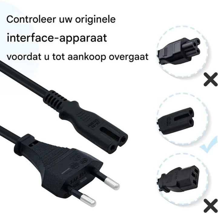 Stroomkabel randaarde – Voedingskabel met stekker – Geschikt voor PC monitor TV PS1-PS5 printer radio speaker – Zwart-Voedingskabels-Ilumina Benelux
