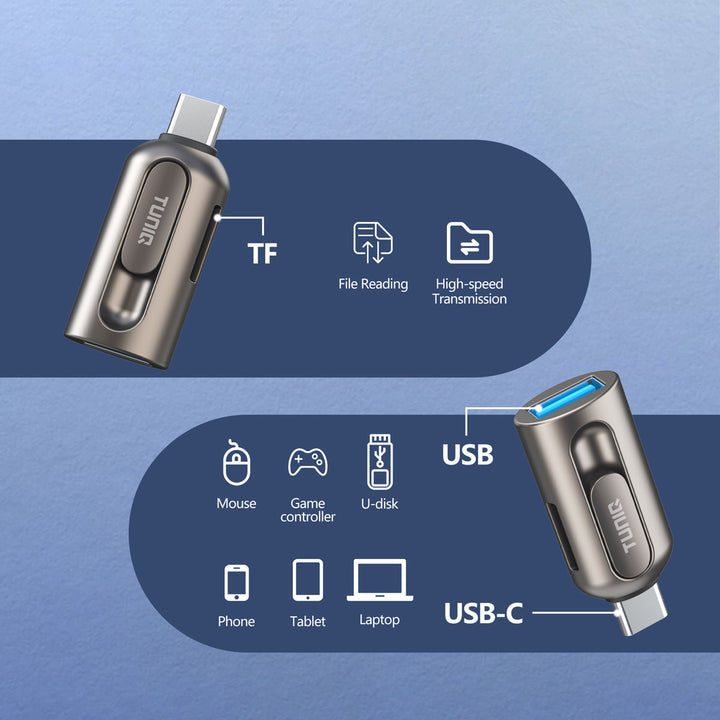 TUNIQ 2-in-1 OTG Card Reader - Grijs-USB-Kabels-Ilumina Benelux