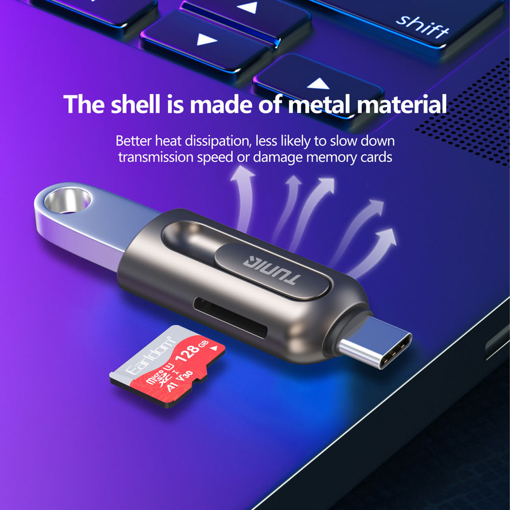 TUNIQ 2-in-1 OTG Card Reader - Grijs-USB-Kabels-Ilumina Benelux