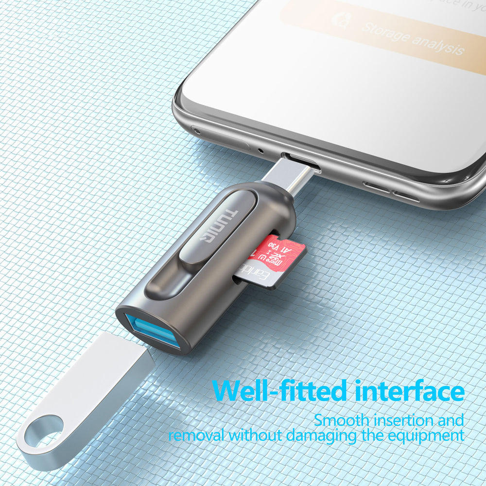TUNIQ 2-in-1 OTG Card Reader - Grijs-USB-Kabels-Ilumina Benelux