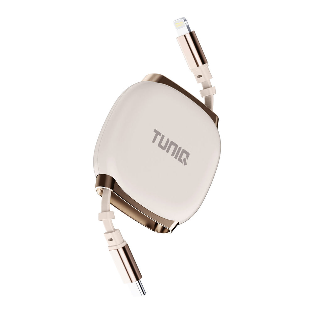 TUNIQ 27W USB-C naar Lightning Kabel 100cm - Snelle oplaadkabel - Oprolbare kabel - Champagne-USB-Kabels-Ilumina Benelux