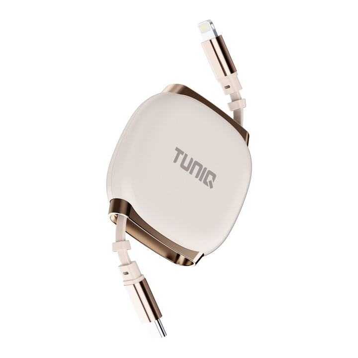 TUNIQ 27W USB-C naar Lightning Kabel 100cm - Snelle oplaadkabel - Oprolbare kabel - Champagne-USB-Kabels-Ilumina Benelux