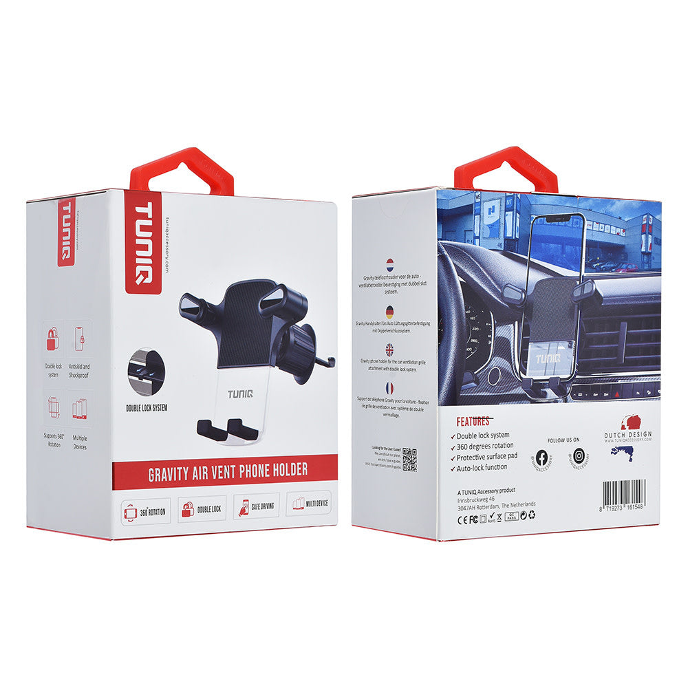 TUNIQ 360 graden draaibare Triclamp ventilatierooster Telefoonhouder - Zwart-Telefoonhouders-Ilumina Benelux