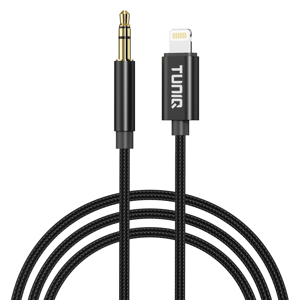 TUNIQ 3.5 Jack to Lightning adapter - 100cm - Zwart-Audiokabel-Ilumina Benelux