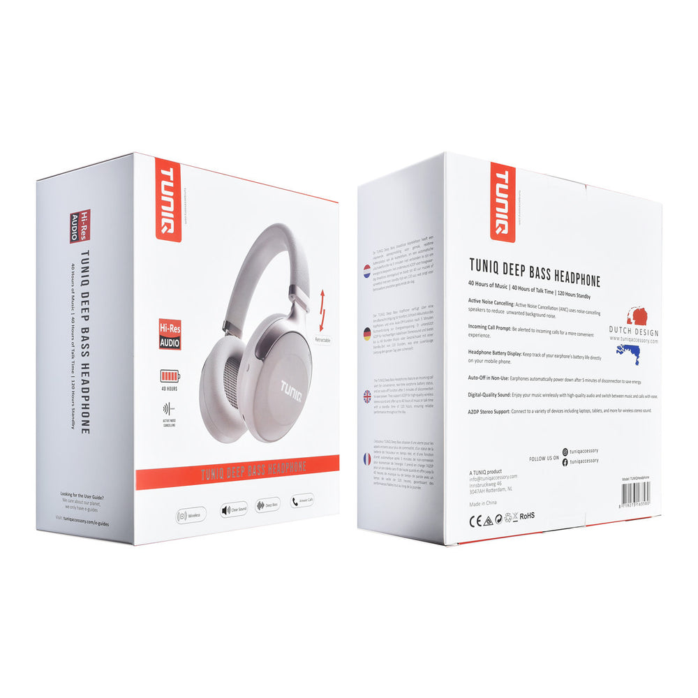 TUNIQ Deep Bass Wireless Headphone - ANC - Grijs-Headphones-Ilumina Benelux