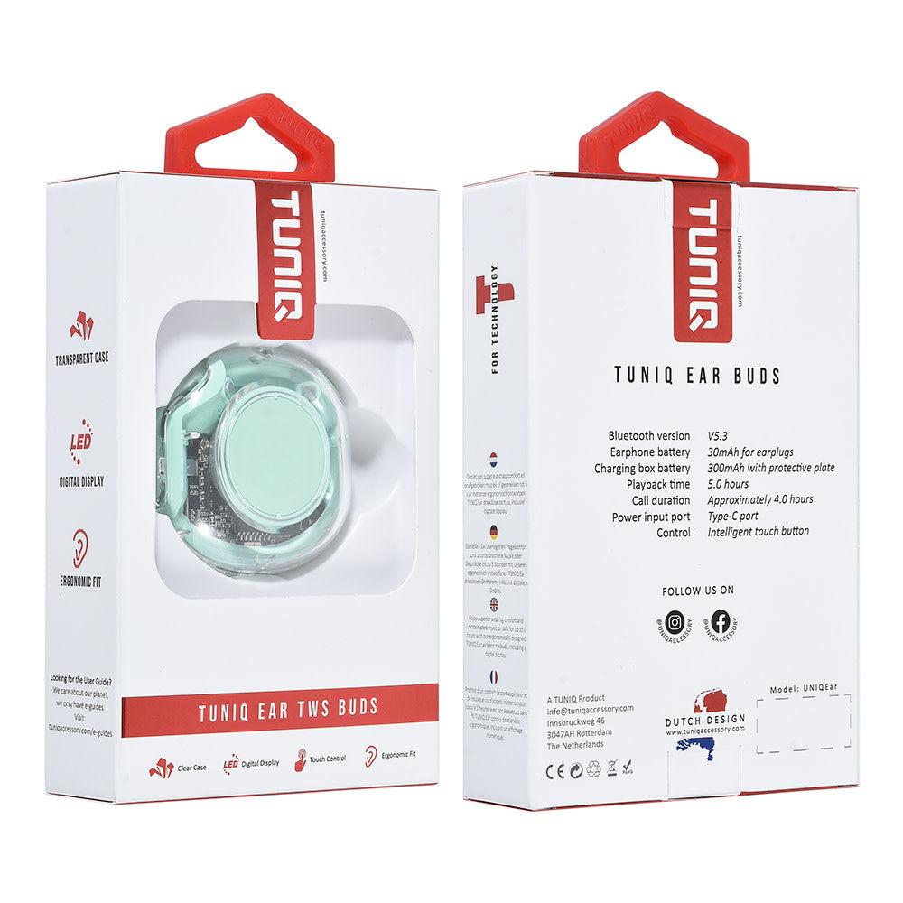 TUNIQ Ear Wireless Oordopje - Groen-In-ear koptelefoon-Ilumina Benelux