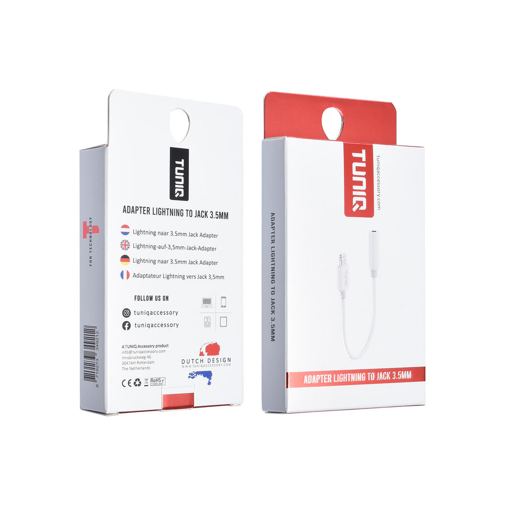 TUNIQ Earphone Adapter - Lightning to 3.5 Jack - Wit-Audiokabel-Ilumina Benelux