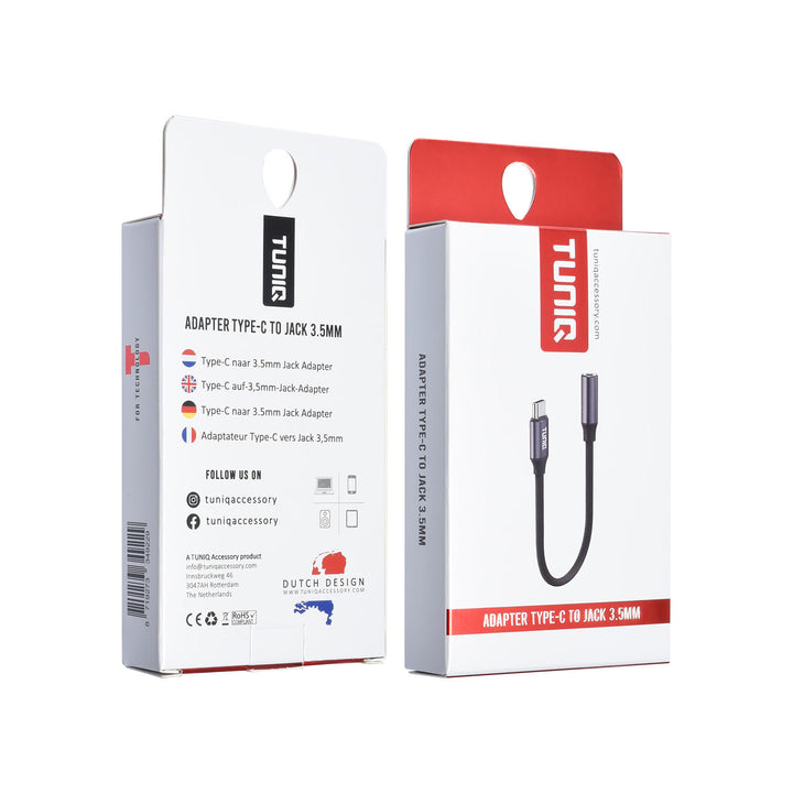 TUNIQ Earphone Adapter - USB-C to 3.5 Jack - Zwart-Audiokabel-Ilumina Benelux