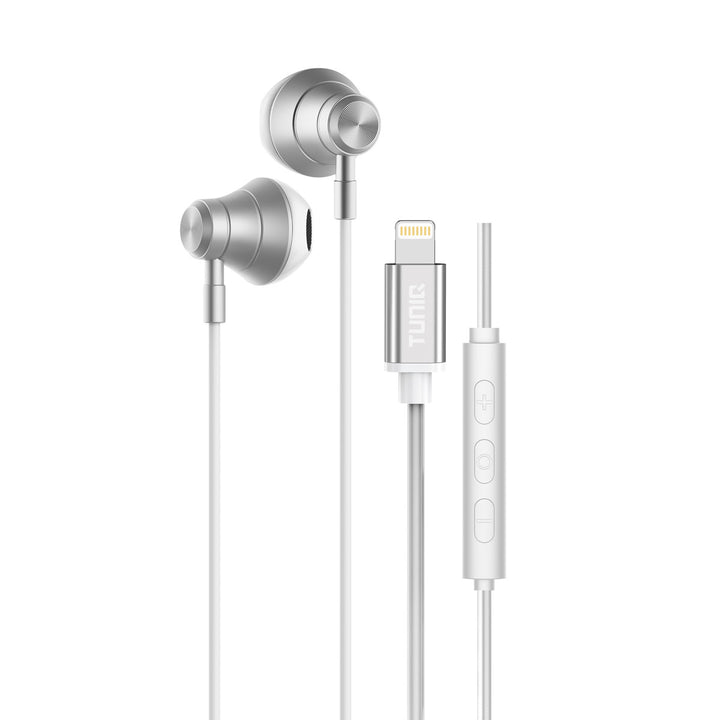 TUNIQ Half-In-Ear Wired Earphones - Lightning plug - Zilver-Oortjes met draad-Ilumina Benelux