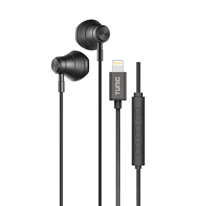 TUNIQ Half-In-Ear Wired Earphones - Lightning plug - Zwart-Oortjes met draad-Ilumina Benelux