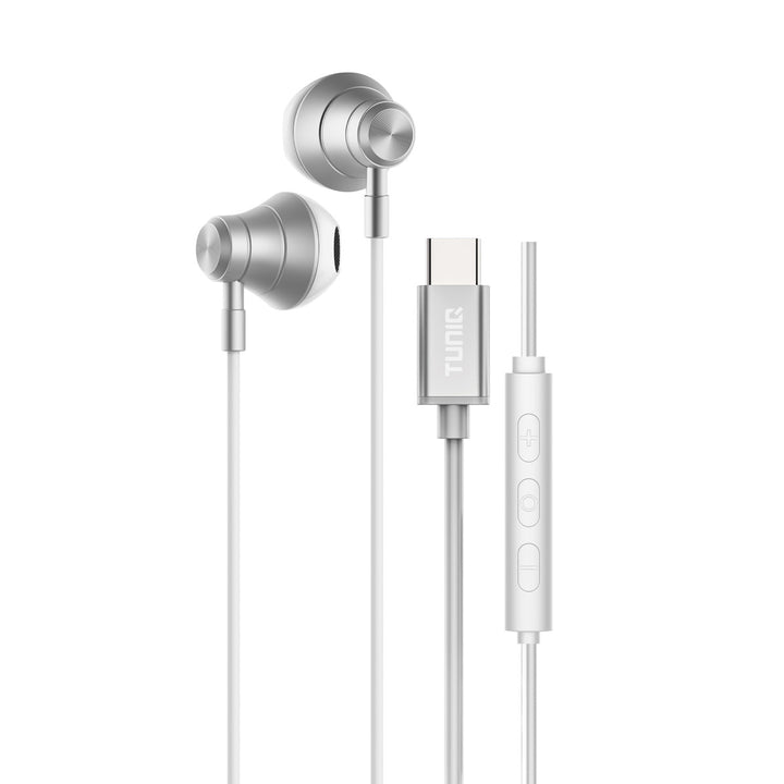 TUNIQ Half-In-Ear Wired Earphones - Type C plug - Zilver-Oortjes met draad-Ilumina Benelux