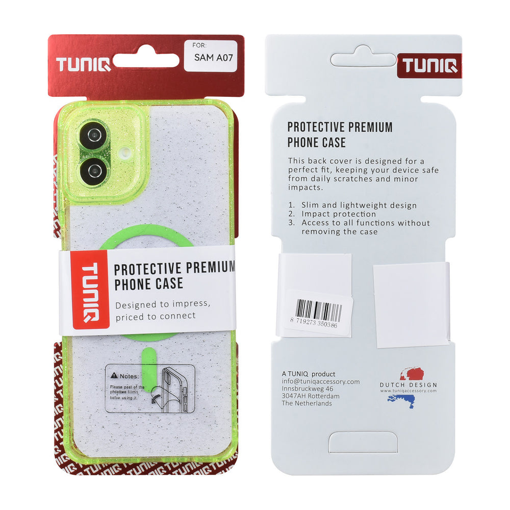TUNIQ Samsung Galaxy A07 Backcover hoesje - Magsafe - Glitter - Hanger - Groen-Hoesjes-Ilumina Benelux