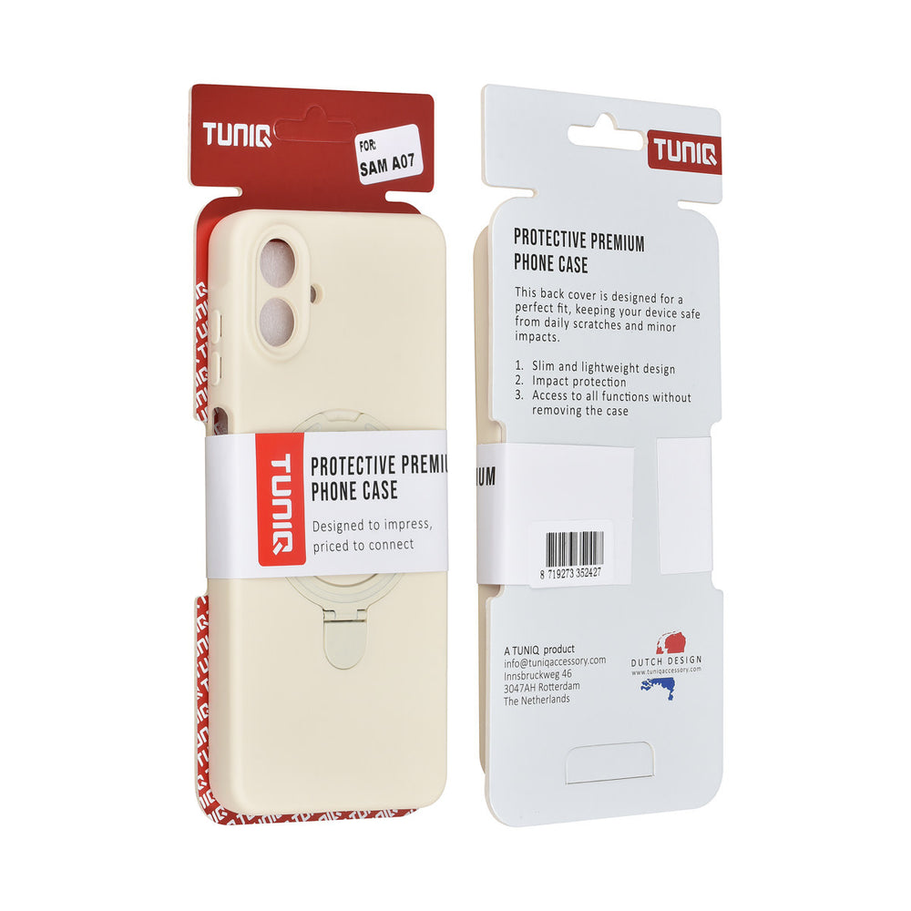 TUNIQ Samsung Galaxy A07 Backcover hoesje - Magsafe With Ring Stand - Hanger - Antique White-Hoesjes-Ilumina Benelux