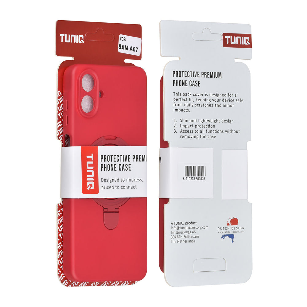 TUNIQ Samsung Galaxy A07 Backcover hoesje - Magsafe With Ring Stand - Hanger - Cherry Red-Hoesjes-Ilumina Benelux