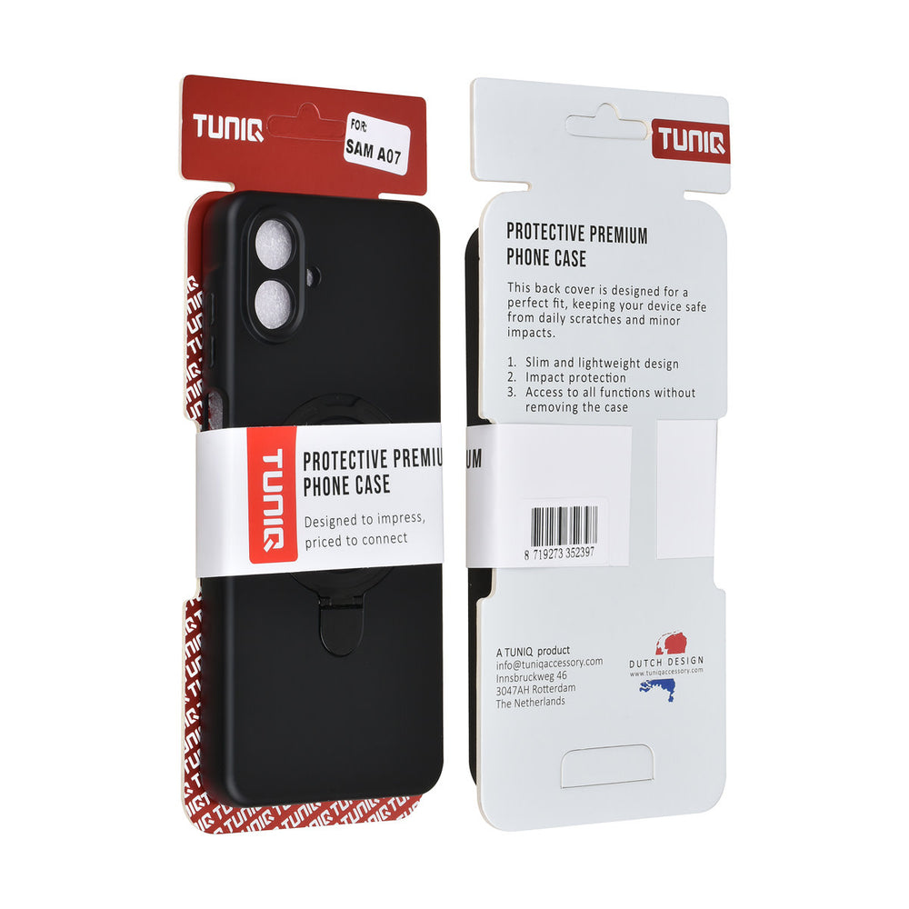 TUNIQ Samsung Galaxy A07 Backcover hoesje - Magsafe With Ring Stand - Hanger - Zwart-Hoesjes-Ilumina Benelux