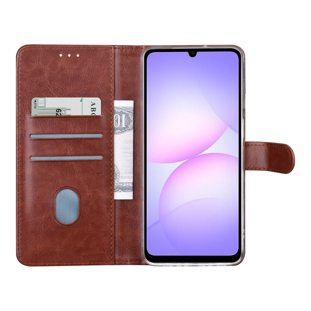 TUNIQ Samsung Galaxy A07 Book Case hoesje - Pasjeshouder voor 3 pasjes - Magneetsluiting - Hanger - Bruin-Hoesjes-Ilumina Benelux