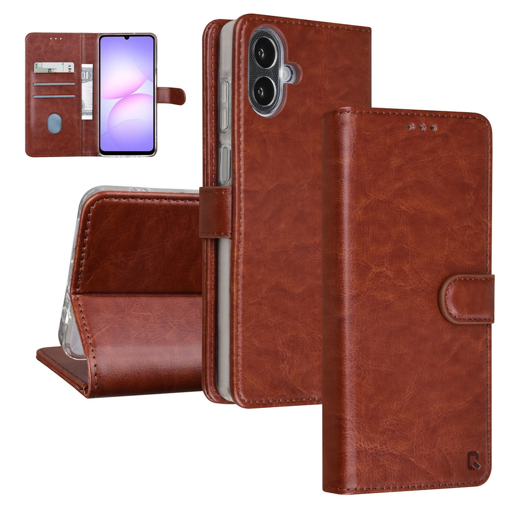 TUNIQ Samsung Galaxy A07 Book Case hoesje - Pasjeshouder voor 3 pasjes - Magneetsluiting - Hanger - Bruin-Hoesjes-Ilumina Benelux