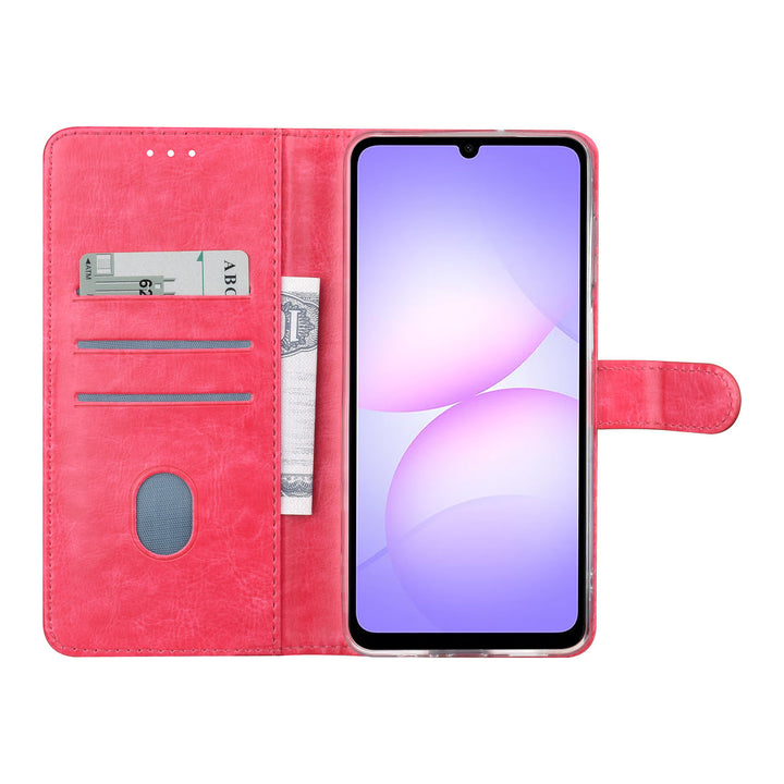 TUNIQ Samsung Galaxy A07 Book Case hoesje - Pasjeshouder voor 3 pasjes - Magneetsluiting - Hanger - Felroze-Hoesjes-Ilumina Benelux