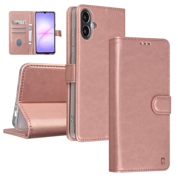 TUNIQ Samsung Galaxy A07 Book Case hoesje - Pasjeshouder voor 3 pasjes - Magneetsluiting - Hanger - Rose Gold-Hoesjes-Ilumina Benelux