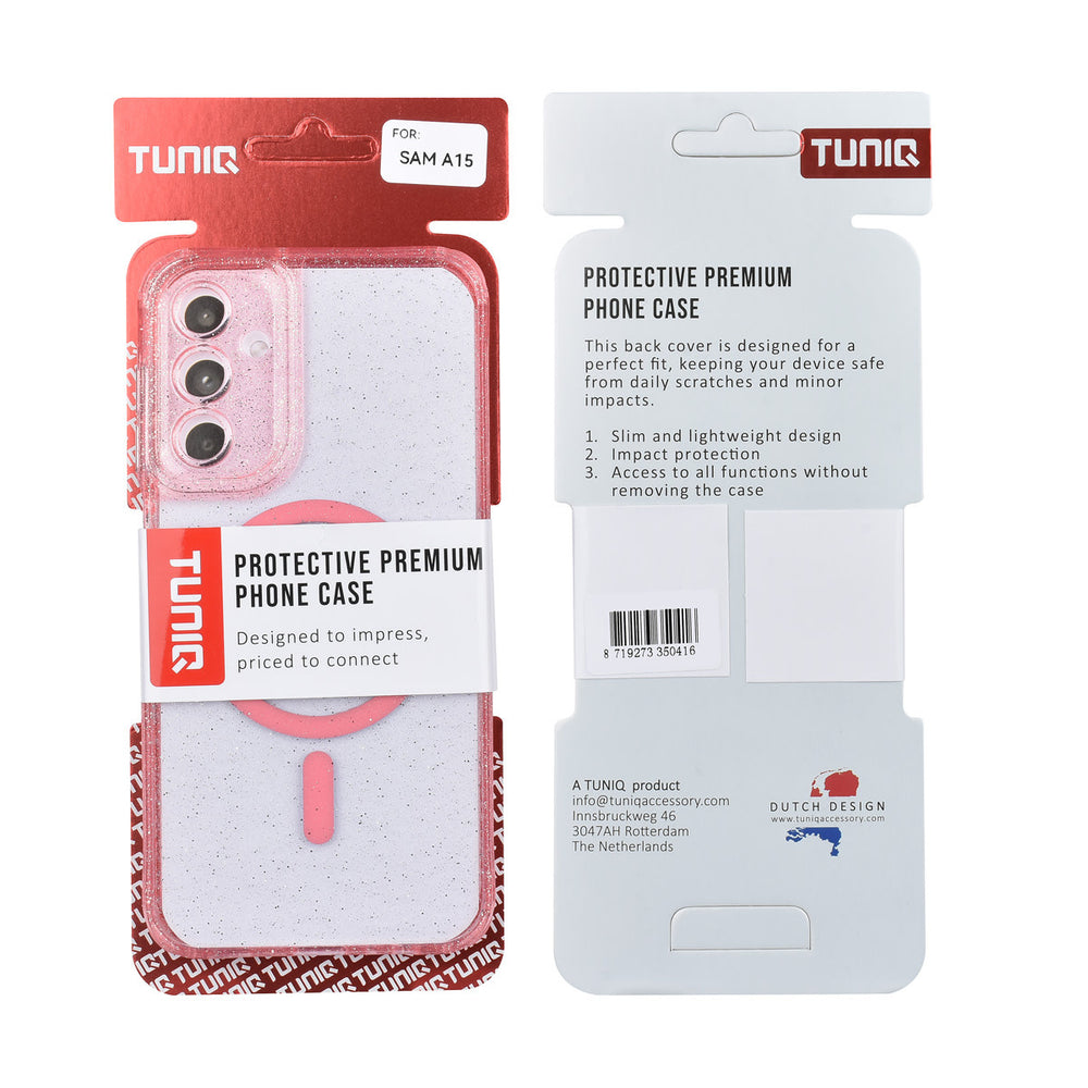 TUNIQ Samsung Galaxy A15 5G Backcover hoesje - Magsafe - Glitter - Hanger - Roze-Hoesjes-Ilumina Benelux