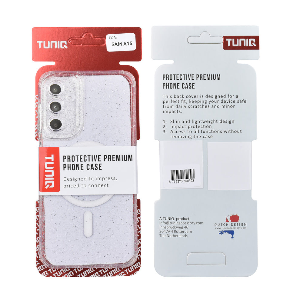 TUNIQ Samsung Galaxy A15 5G Backcover hoesje - Magsafe - Glitter - Hanger - Transparant-Hoesjes-Ilumina Benelux