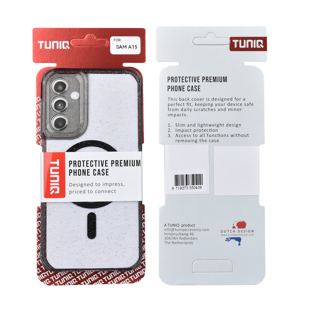 TUNIQ Samsung Galaxy A15 5G Backcover hoesje - Magsafe - Glitter - Hanger - Zwart-Hoesjes-Ilumina Benelux