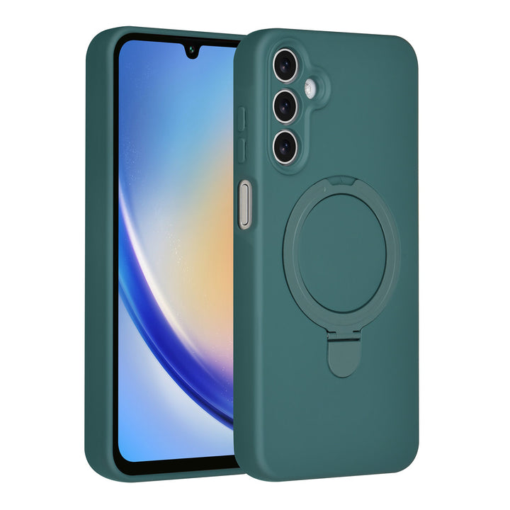 TUNIQ Samsung Galaxy A15 5G Backcover hoesje - Magsafe With Ring Stand - Hanger - DonkerGroen-Hoesjes-Ilumina Benelux