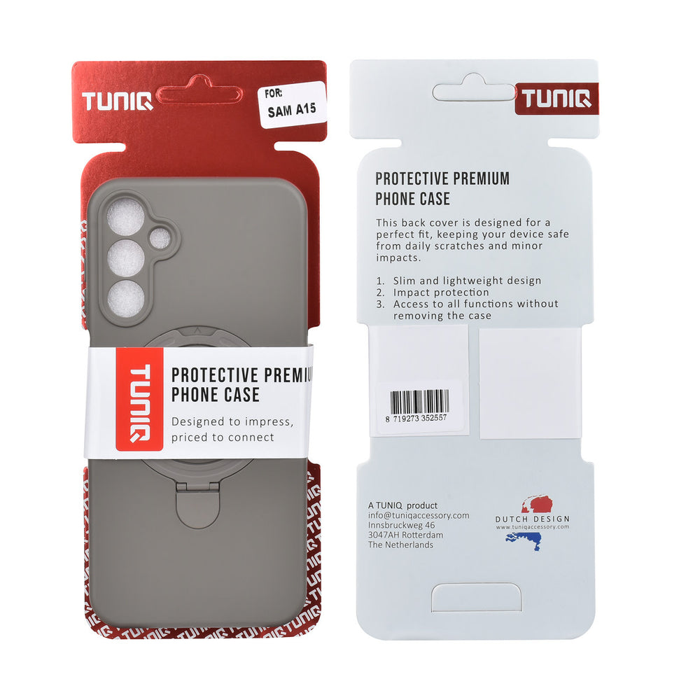 TUNIQ Samsung Galaxy A15 5G Backcover hoesje - Magsafe With Ring Stand - Hanger - Titanium Grey-Hoesjes-Ilumina Benelux
