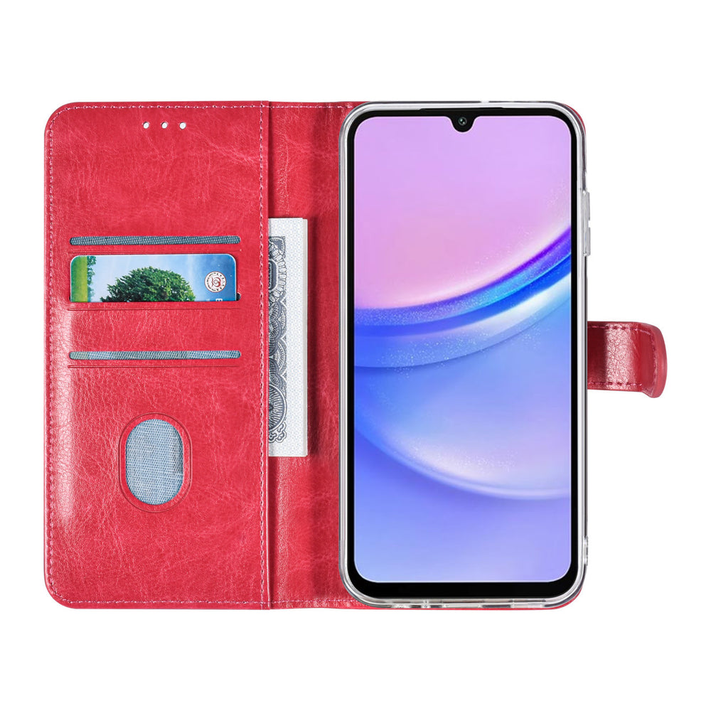 TUNIQ Samsung Galaxy A15 5G Book Case hoesje - Pasjeshouder voor 3 pasjes - Magneetsluiting - Hanger - Felroze-Hoesjes-Ilumina Benelux