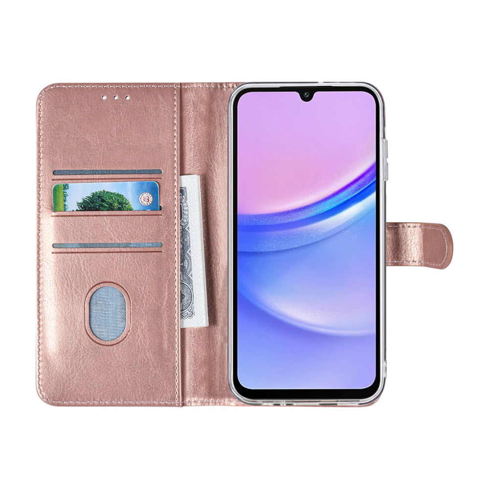 TUNIQ Samsung Galaxy A15 5G Book Case hoesje - Pasjeshouder voor 3 pasjes - Magneetsluiting - Hanger - Rose Gold-Hoesjes-Ilumina Benelux