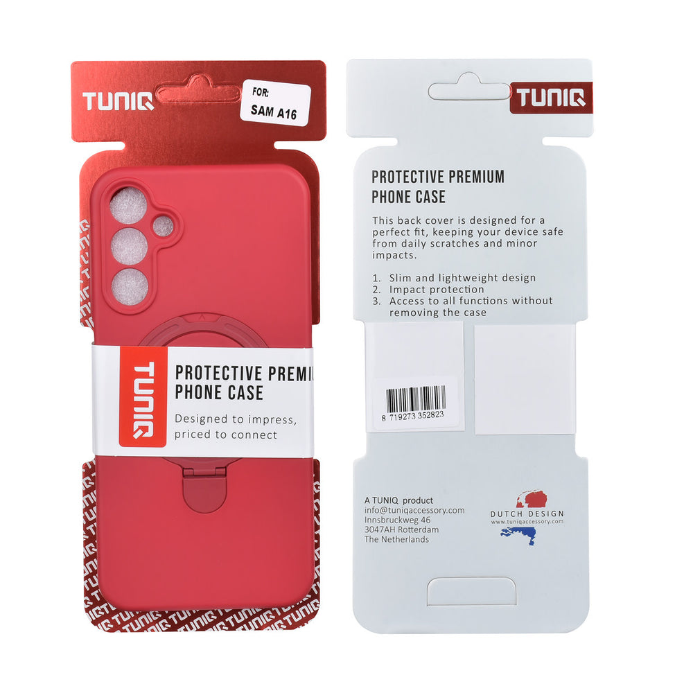 TUNIQ Samsung Galaxy A16 5G Backcover hoesje - Magsafe With Ring Stand - Hanger - Cherry Red-Hoesjes-Ilumina Benelux
