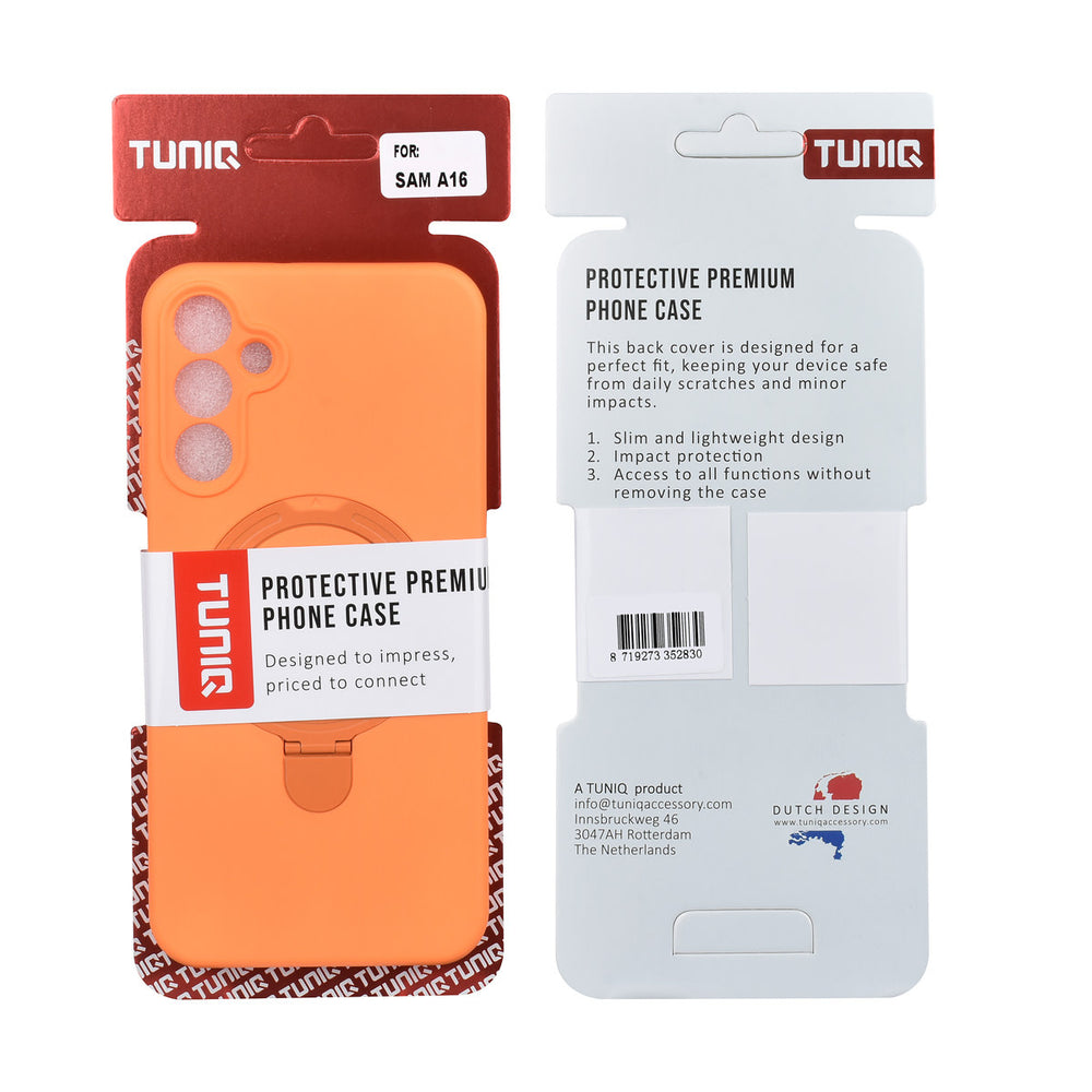 TUNIQ Samsung Galaxy A16 5G Backcover hoesje - Magsafe With Ring Stand - Hanger - Tangerine Orange-Hoesjes-Ilumina Benelux