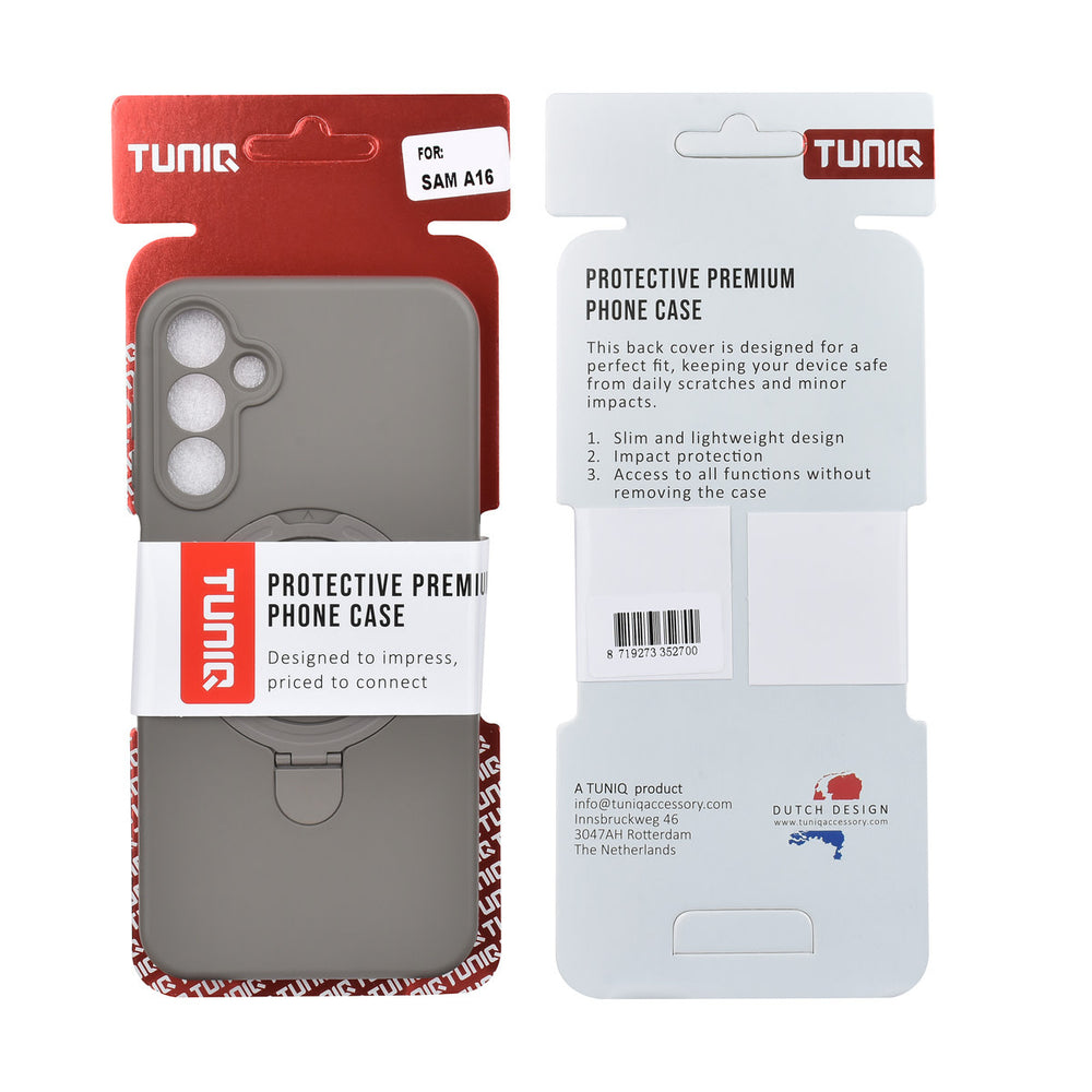 TUNIQ Samsung Galaxy A16 5G Backcover hoesje - Magsafe With Ring Stand - Hanger - Titanium Grey-Hoesjes-Ilumina Benelux