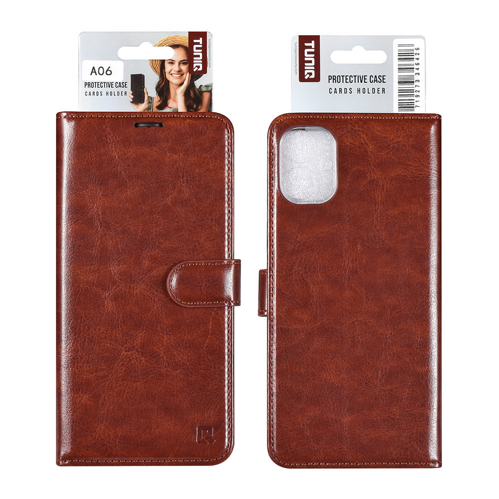 TUNIQ Samsung Galaxy A16 5G Book Case hoesje - Pasjeshouder voor 3 pasjes - Magneetsluiting - Hanger - Bruin-Hoesjes-Ilumina Benelux