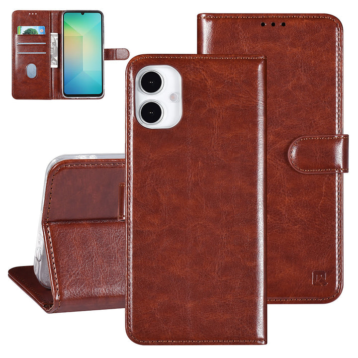 TUNIQ Samsung Galaxy A16 5G Book Case hoesje - Pasjeshouder voor 3 pasjes - Magneetsluiting - Hanger - Bruin-Hoesjes-Ilumina Benelux