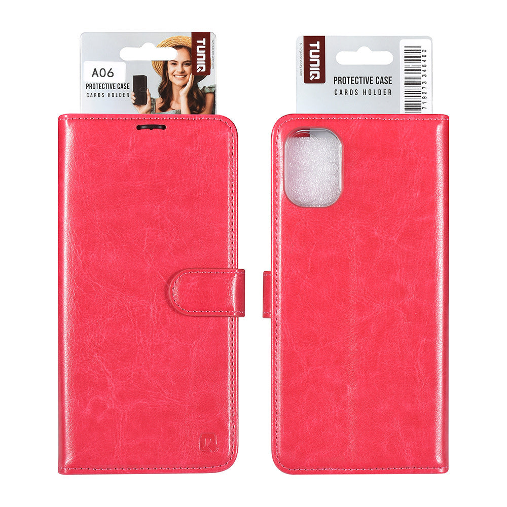 TUNIQ Samsung Galaxy A16 5G Book Case hoesje - Pasjeshouder voor 3 pasjes - Magneetsluiting - Hanger - Felroze-Hoesjes-Ilumina Benelux