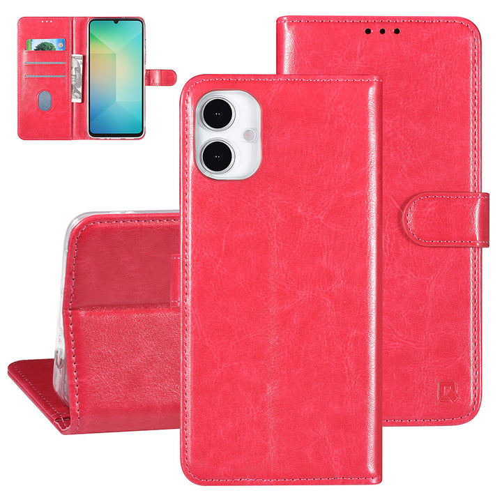 TUNIQ Samsung Galaxy A16 5G Book Case hoesje - Pasjeshouder voor 3 pasjes - Magneetsluiting - Hanger - Felroze-Hoesjes-Ilumina Benelux