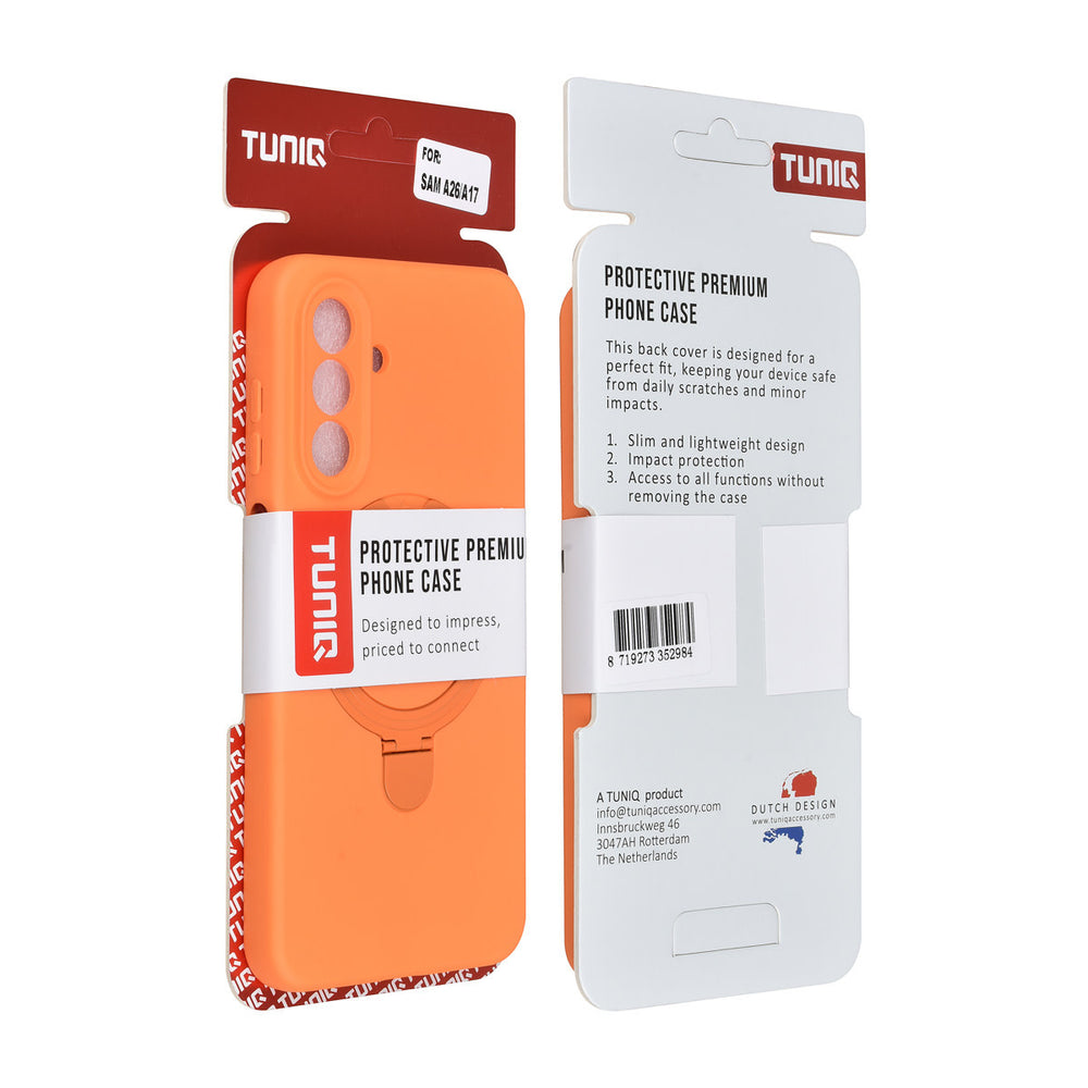 TUNIQ Samsung Galaxy A17 Backcover hoesje - Magsafe With Ring Stand - Hanger - Tangerine Orange-Hoesjes-Ilumina Benelux