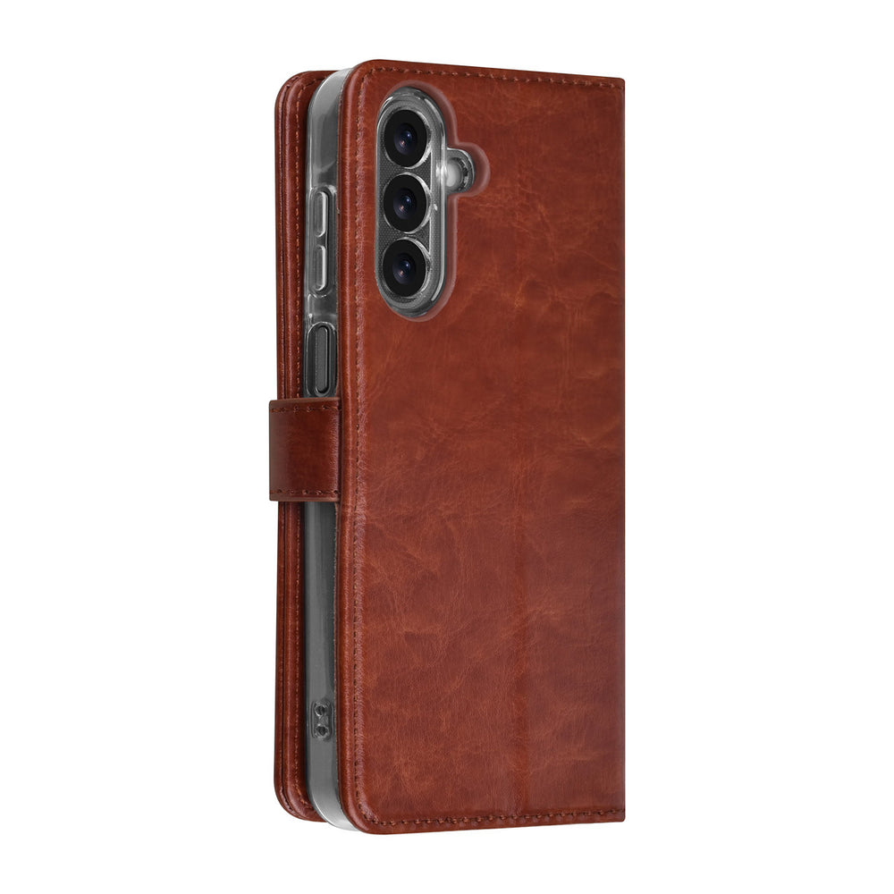 TUNIQ Samsung Galaxy A17 Book Case hoesje - Pasjeshouder voor 3 pasjes - Magneetsluiting - Hanger - Bruin-Hoesjes-Ilumina Benelux